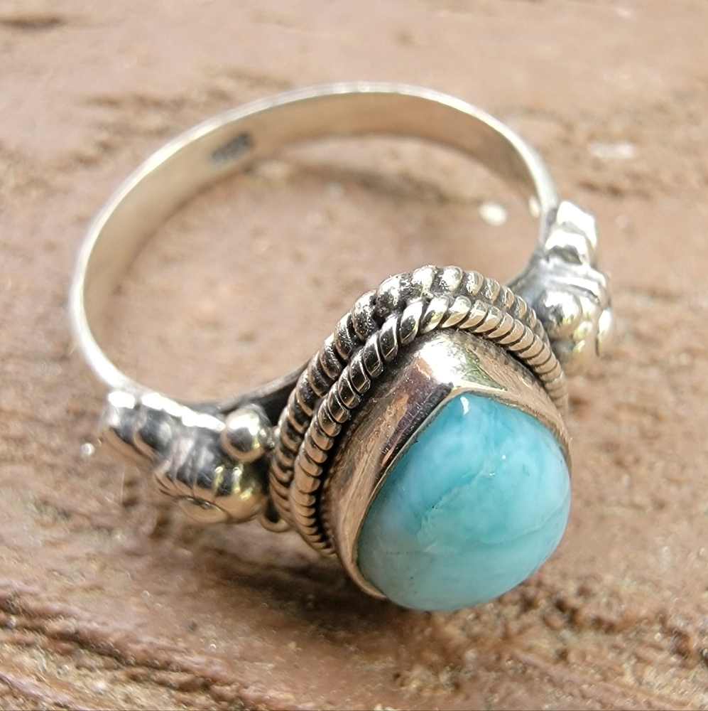 Larimar Teardrop  925 Ring. Size 6. - Picture 2 of 4